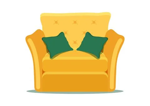 Armchair with two green pillows vector Stock Illustration