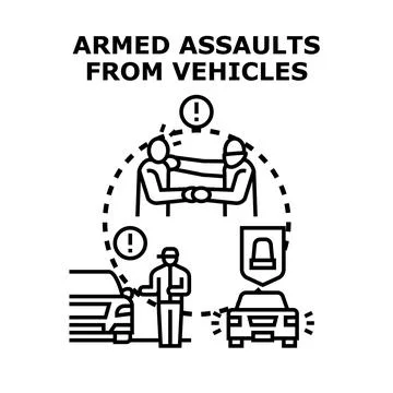 Armed assaults from vehicles concept vector Stock Illustration