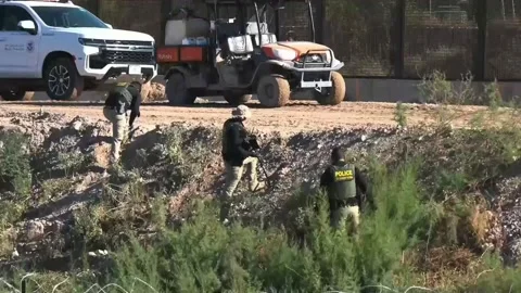Armed attacks against CBP agents trigger major operation on the Juárez-El Paso b Stock Footage 320777297