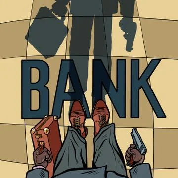 Armed Bank robbery Stock Illustration