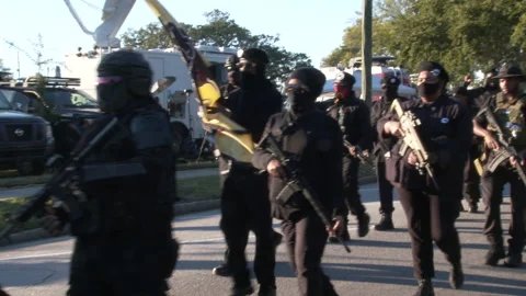 Armed, Black Panther coalition marches in Georgia Video stock 170157372