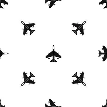 Armed fighter jet pattern seamless black Stock Illustration
