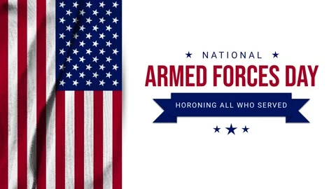 Armed Forces Day 4k typography animation with American flag Video stock 261267816
