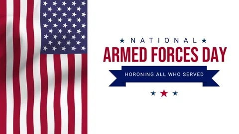 Armed Forces Day 4k video animation with American flag. Honoring all who served Video stock 261314065