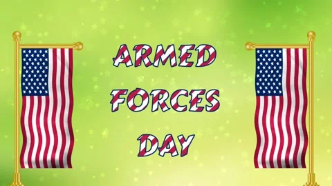 Armed forces day greeting on green blur background Stock Footage 237745873