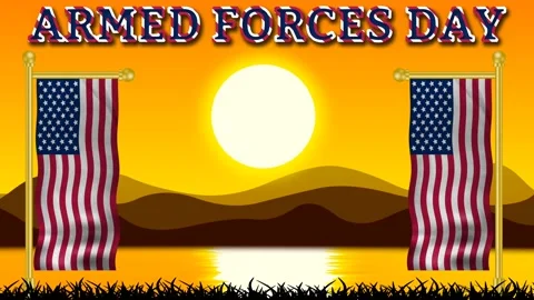 Armed forces day text at sunrise time Stock Footage 237745879
