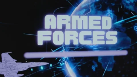 Armed Forces inscription on background of rotating Planet Earth hologram Stock Footage 270958700