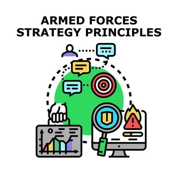 Armed forces strategy principles planning for protection Stockillustratie