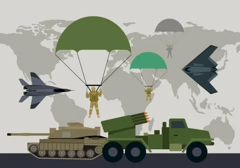 Armed Forces Vector Concept in Flat Design Stock Illustration