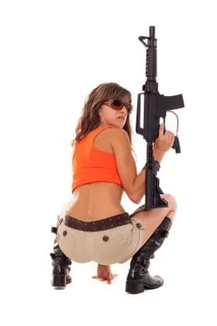 Armed girl posing Stock Photos