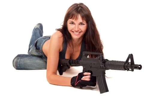 Armed girl posing Stock Photos