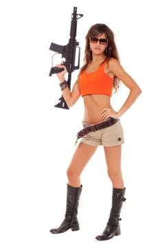 Armed girl posing Stock Photos