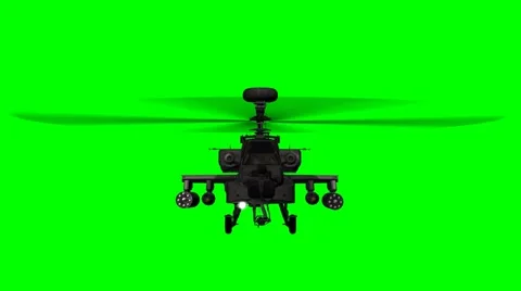 Armed Helicopter AH-64 Apache in fly - green screen Stock Footage 47465850