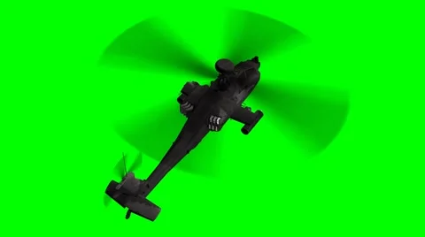 Armed Helicopter AH-64 Apache in fly - green screen Stock Footage 47468332