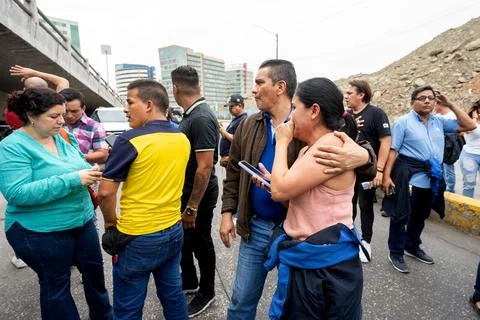 Armed men interrupt live programming at TC Television station, Guayaquil, Ecuado Fotos de archivo