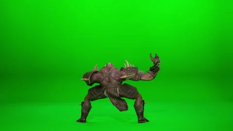 Armed Orc Dynamic Dance on Green Screen Stock Footage 319469723