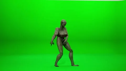 Armed Orc Dynamic Dance on Green Screen Stock Footage 322761786