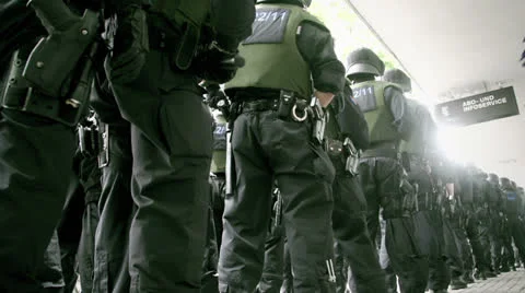 Armed police line-up Stock Footage 24632661