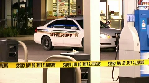 Armed robbery crime scene Stock Footage 936329