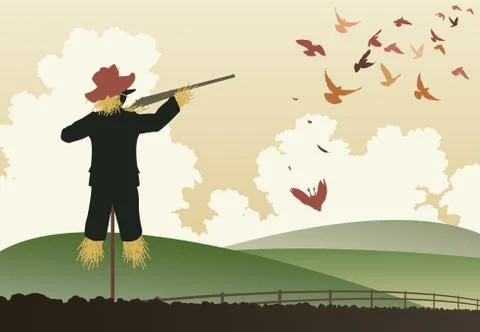 Armed scarecrow Illustrazione stock
