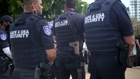 Armed Security Guards Standing with Lethal Weapons - 4K Footage Stock Footage 240045773