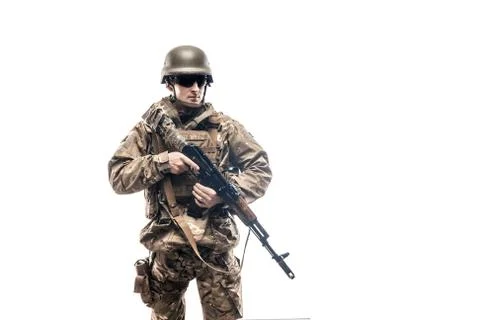 Armed serviceman in uniform Stock Photos