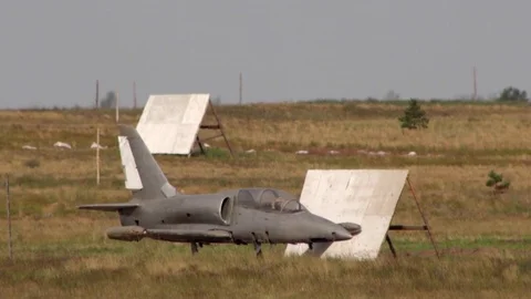 Armed shells falling on a fighter model and hitting the target during russian Stock Footage 73484766