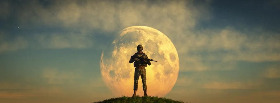 Armed soldier guarding Stock Illustration