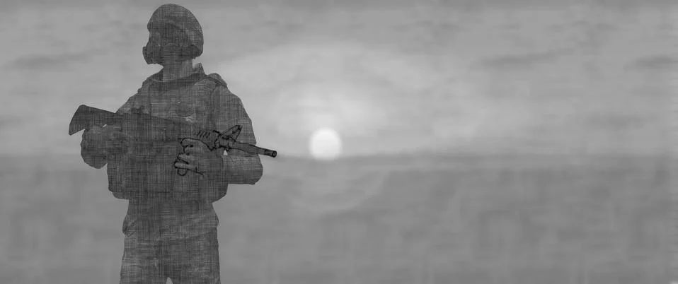 Armed soldier guarding Stock Illustration