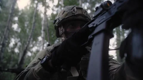 An armed special forces soldier with rifle in his hands Stock Footage 327352547