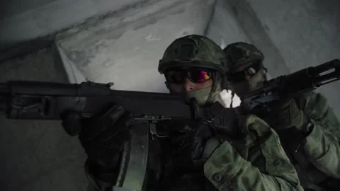 Armed special forces soldiers with rifles in their hands Stock Footage 327358348