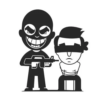 Armed Terrorist Point Gun to Hostage Kidnapping Terrorism Illustration Stock Illustration