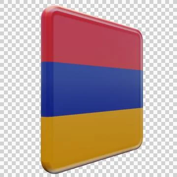 Armenia 3d illustration flag on pole. Wood flagpole Stock Illustration