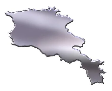 Armenia 3D Silver Map Stock Illustration