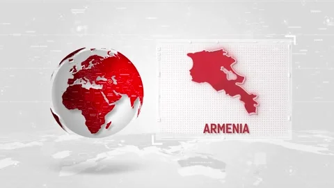 Armenia 4K Tech Map Beside Globe On White Background. Stock Footage 340013994