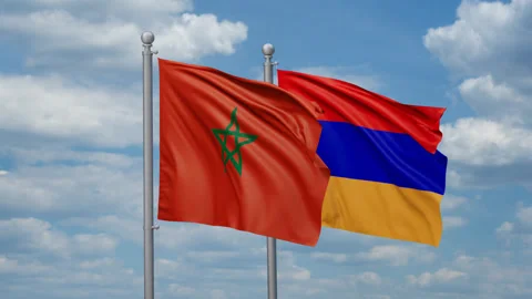 Armenia and Morocco two flags Stock Footage 269322586