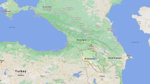 Armenia Azerbaijan on map Vídeo Stock 140399870