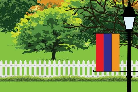Armenia Day Trees Lamp Vector Illustration Stock Illustration