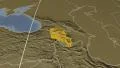 Armenia extruded. Bumps. Graticule. 4k or 4k+ Resolution