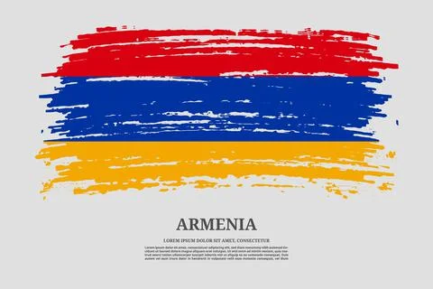Armenia flag with brush stroke effect and information text poster, vector Illustrazione stock
