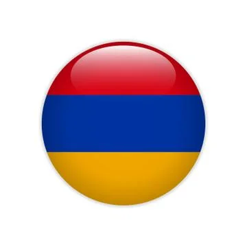Armenia flag on button Stock Illustration