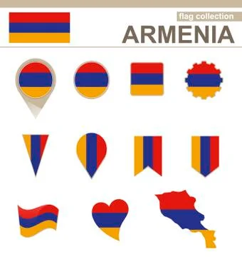 Armenia Flag Collection Stock Illustration