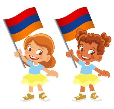 Armenia flag in hand set Stock Illustration