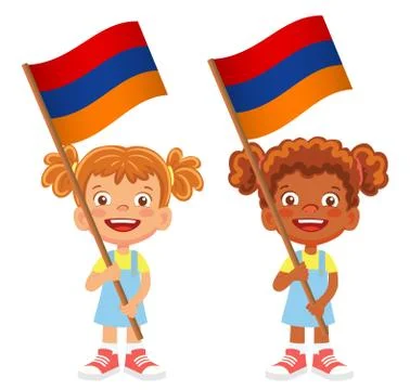 Armenia flag in hand set Stock Illustration