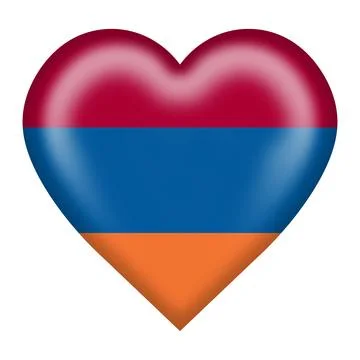 Armenia flag heart button isolated on white with clipping path 3d illustration Stock Illustration