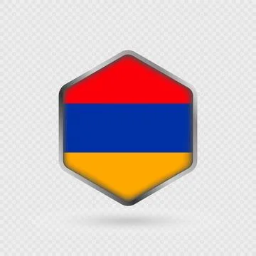 Armenia flag icon in hexagon shape. Stock Illustration