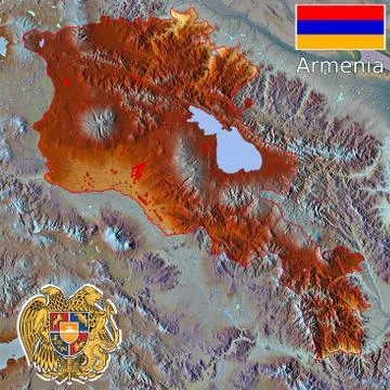 Armenia flag map coat Stock Illustration