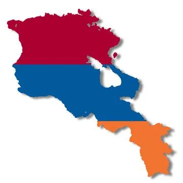 Armenia flag map on white background 3d illustration with clipping path Stock Illustration