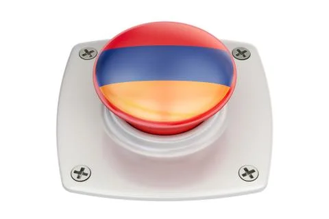 Armenia flag push button, 3D rendering Illustrazione stock