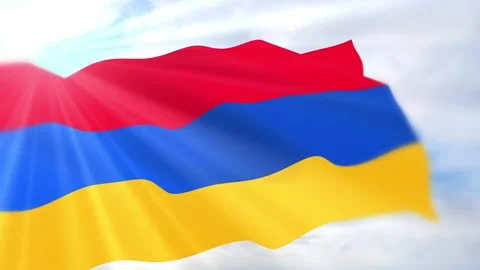 Armenia Flag Seamless Loop 4k 60fps on Sky Background Stock Footage 340622872